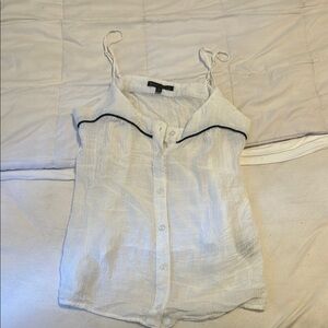 Lucca Couture White Buttoned Camisole with Sailor Collar